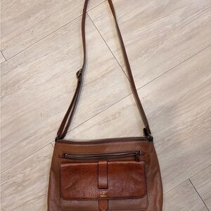 Fossil Chestnut Leather Shoulder Crossbody